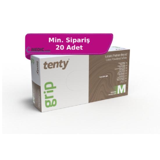Tenty Grip A Pudralı Lateks Eldiven Medium (M) 100’lü Paket