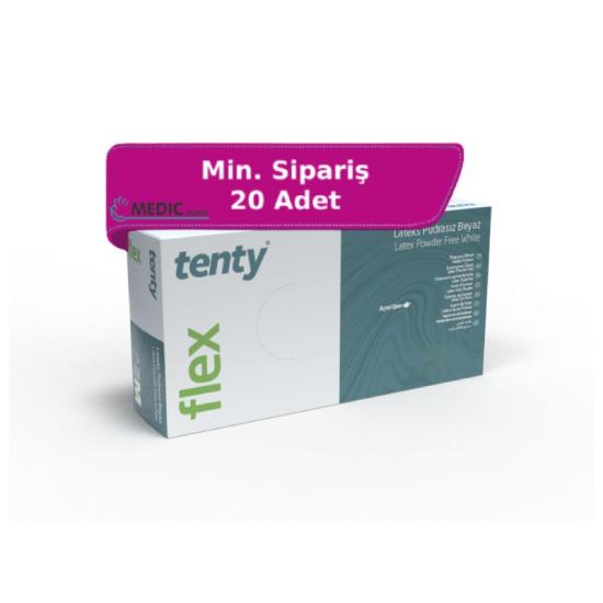 Tenty Flex A Pudrasız Lateks Muayene Eldiveni Small (S) 100’lü Paket