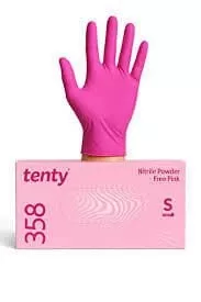 Tenty 358 Pembe Nitril Muayene Eldiveni Small (S) 100’lü Paket