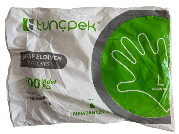 Tunçpek Şeffaf Hışır Poşet Eldiven 25 x 100’lü Paket