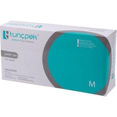 Tunçpek Pudrasız Vinil Muayene Eldiveni Medium (M) 100’lü Paket