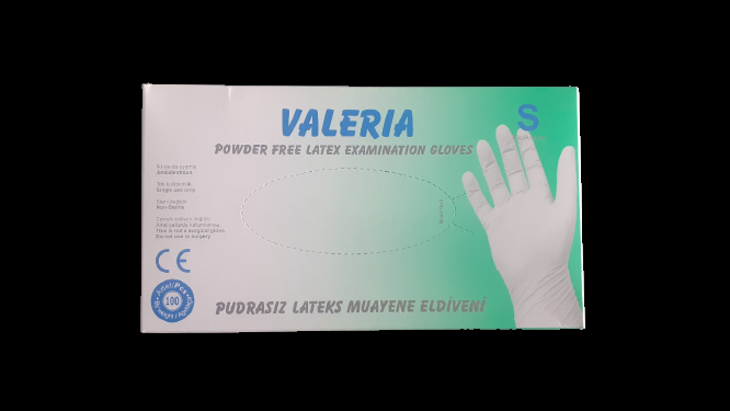 Valeria Pudrasız Lateks Muayene Eldiveni Small (S) 100’lü Paket