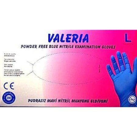 Valeria Mavi Nitril Muayene Eldiveni Large (L) 100’lü Paket