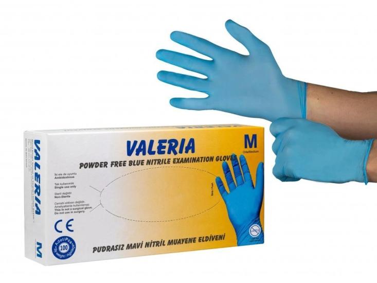 Valeria Mavi Nitril Muayene Eldiveni Medium (M) 100’lü Paket
