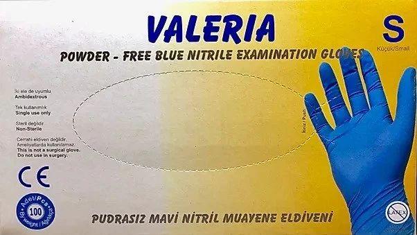 Valeria Mavi Nitril Muayene Eldiveni Small (S) 100’lü Paket