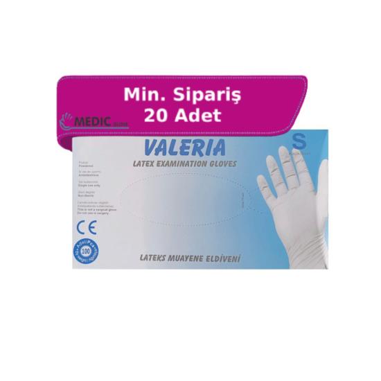 Valeria Pudralı Lateks Eldiven Small (S) 100’lü Paket