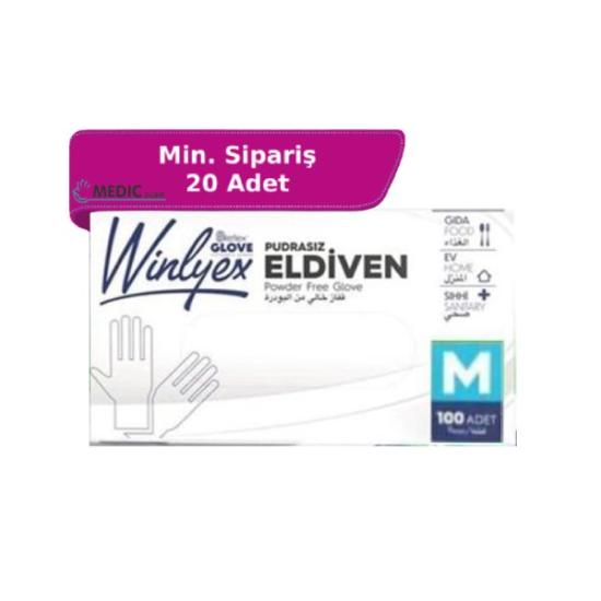 Reflex Winlyex Pudrasız Şeffaf TPE Eldiven Medium (M) 100’lü Paket