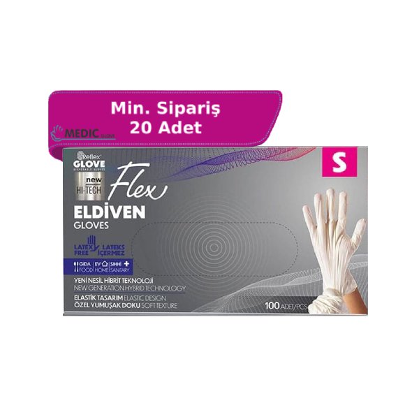 Reflex Flex Hi-Tech Pudrasız Krem TPE Eldiven Small (S) 100’lü Paket