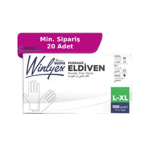Reflex Winlyex Pudrasız Şeffaf TPE Eldiven Large (L) / X-Large (XL) 100’lü Paket
